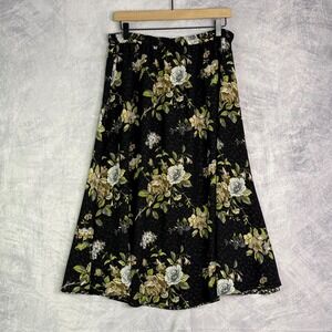 Vintage reversible Maxi Skirt sz L dark romantic ditzy floral cottagecore grunge